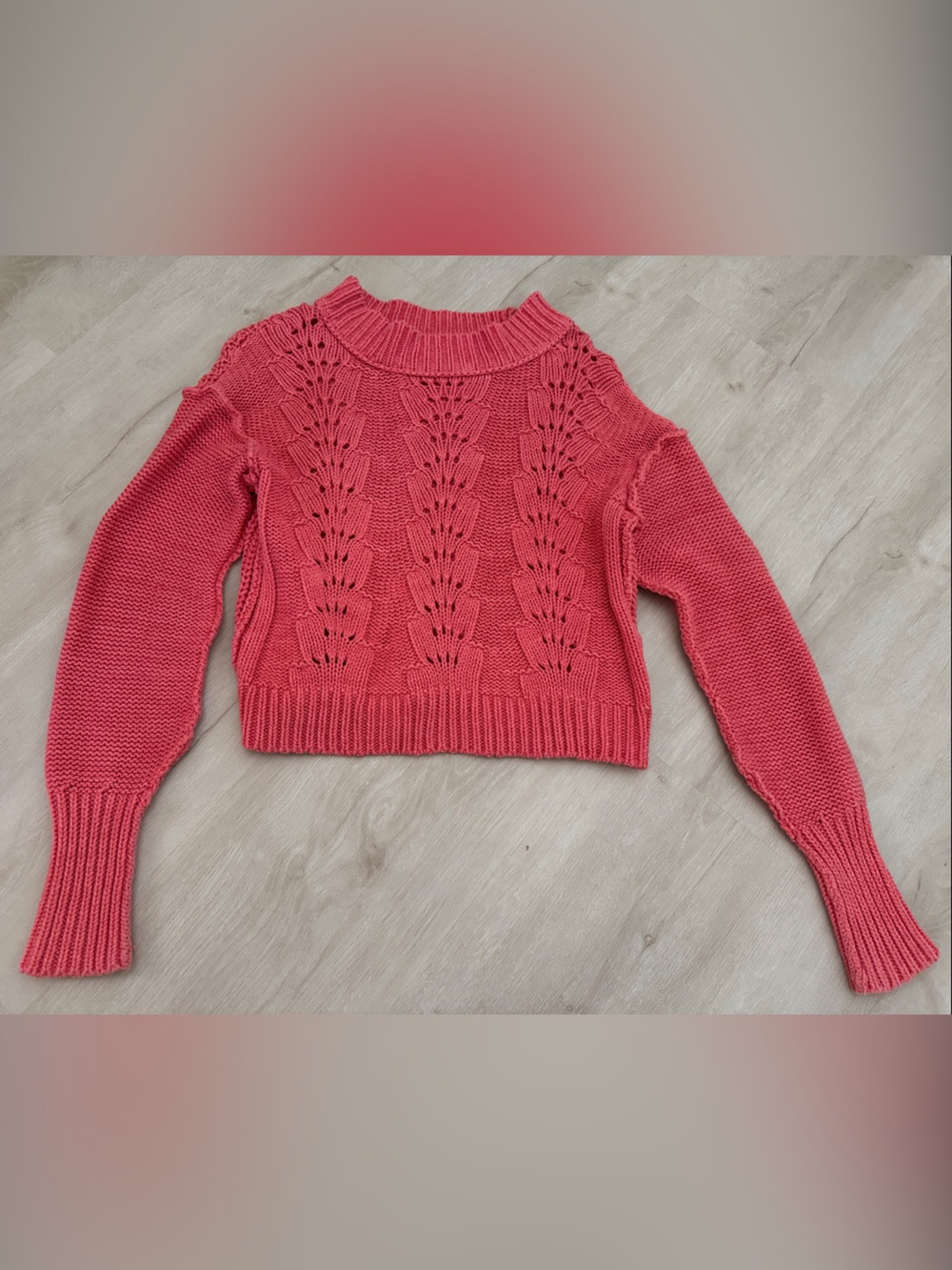 Free People Women's Cropped Cable-Knit Sweater - Coral Pink